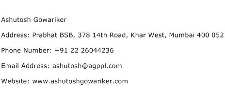 Ashutosh Gowariker Address Contact Number