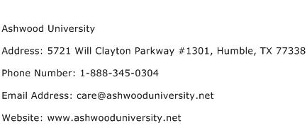 Ashwood University Address Contact Number