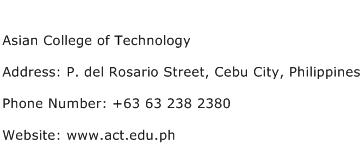 Asian College of Technology Address Contact Number