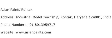 Asian Paints Rohtak Address Contact Number