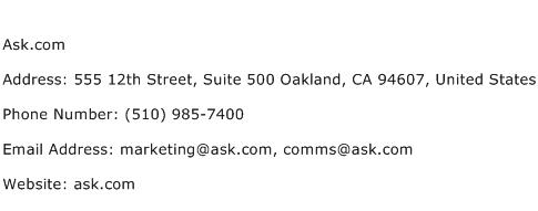 Ask.com Address Contact Number
