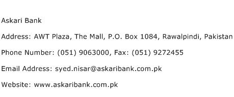 Askari Bank Address Contact Number