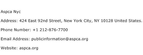 Aspca Nyc Address Contact Number