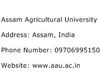 Assam Agricultural University Address Contact Number