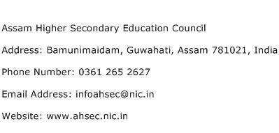 Assam Higher Secondary Education Council Address Contact Number