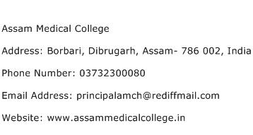 Assam Medical College Address Contact Number