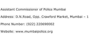 Assistant Commissioner of Police Mumbai Address Contact Number