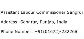 Assistant Labour Commissioner Sangrur Address Contact Number