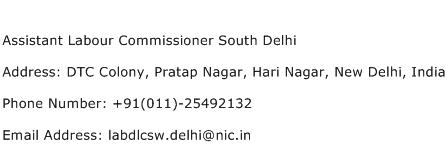 Assistant Labour Commissioner South Delhi Address Contact Number