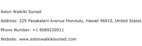 Aston Waikiki Sunset Address Contact Number
