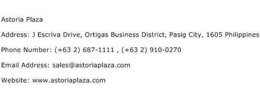 Astoria Plaza Address Contact Number