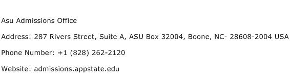 Asu Admissions Office Address Contact Number