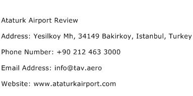 Ataturk Airport Review Address Contact Number