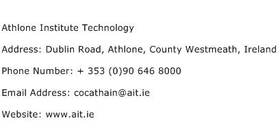 Athlone Institute Technology Address Contact Number
