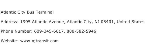Atlantic City Bus Terminal Address Contact Number