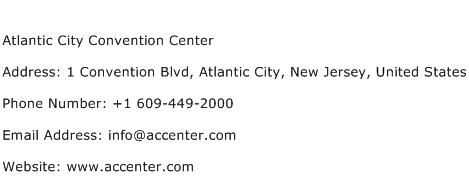 Atlantic City Convention Center Address Contact Number