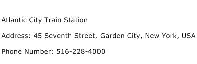 Atlantic City Train Station Address Contact Number