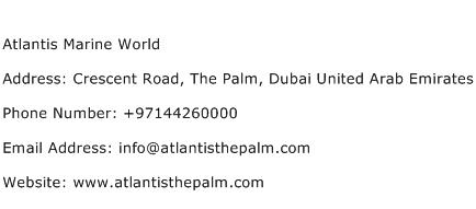 Atlantis Marine World Address Contact Number