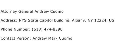Attorney General Andrew Cuomo Address Contact Number