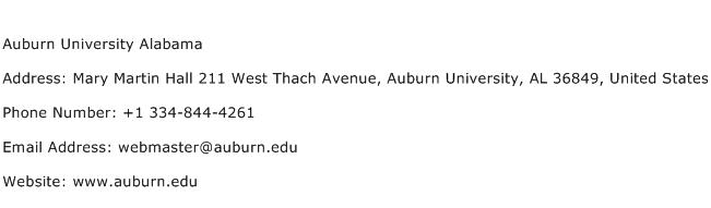 Auburn University Alabama Address Contact Number