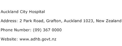 Auckland City Hospital Address Contact Number