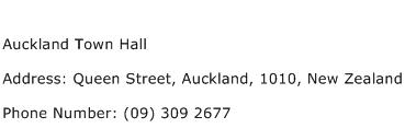 Auckland Town Hall Address Contact Number