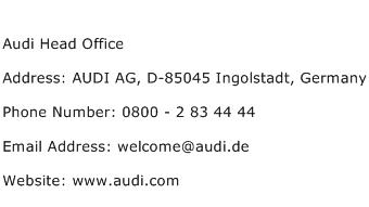 Audi Head Office Address Contact Number