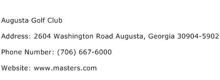 Augusta Golf Club Address Contact Number