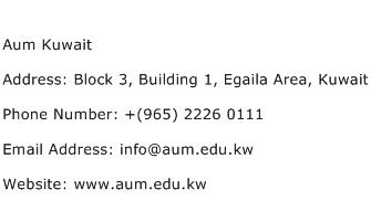 Aum Kuwait Address Contact Number