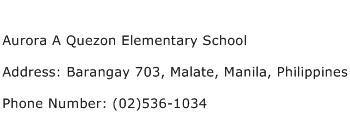 Aurora A Quezon Elementary School Address Contact Number