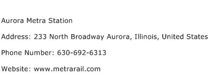 Aurora Metra Station Address Contact Number