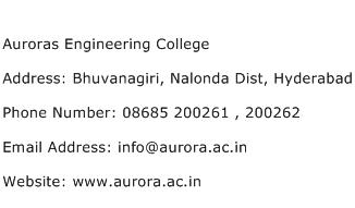 Auroras Engineering College Address Contact Number