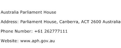 Australia Parliament House Address Contact Number
