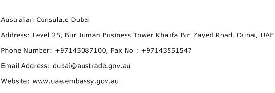 Australian Consulate Dubai Address Contact Number
