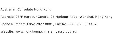 Australian Consulate Hong Kong Address Contact Number
