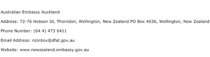 Australian Embassy Auckland Address Contact Number