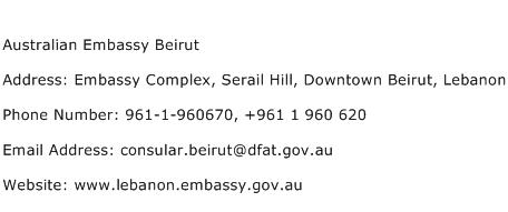 Australian Embassy Beirut Address Contact Number