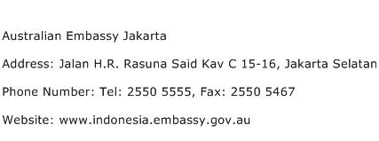Australian Embassy Jakarta Address Contact Number
