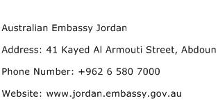 Australian Embassy Jordan Address Contact Number