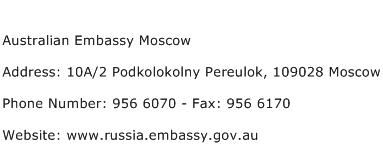 Australian Embassy Moscow Address Contact Number