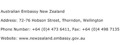 Australian Embassy New Zealand Address Contact Number