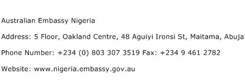 Australian Embassy Nigeria Address Contact Number