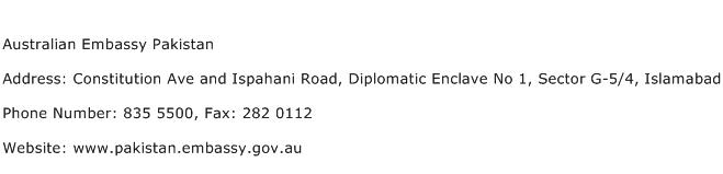 Australian Embassy Pakistan Address Contact Number