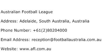Australian Football League Address Contact Number