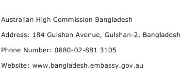 Australian High Commission Bangladesh Address Contact Number