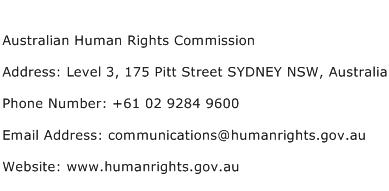 Australian Human Rights Commission Address Contact Number