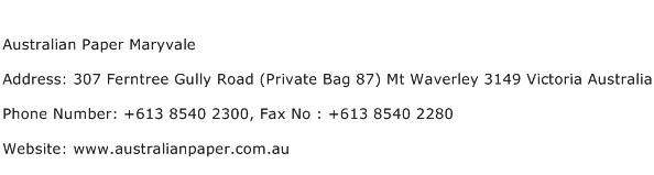 Australian Paper Maryvale Address Contact Number