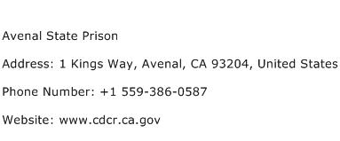 Avenal State Prison Address Contact Number