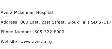 Avera Mckennan Hospital Address Contact Number