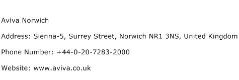 Aviva Norwich Address Contact Number